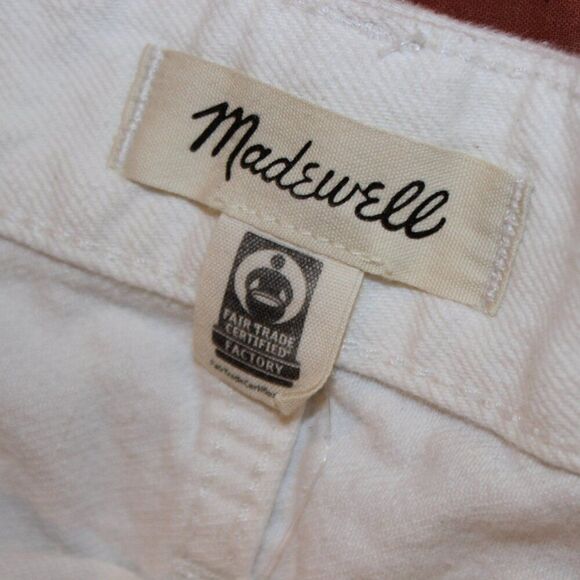 Madewell White High Rise Plus Relaxed Denim Jean Shorts Women's Size 18W i - Picture 7 of 12